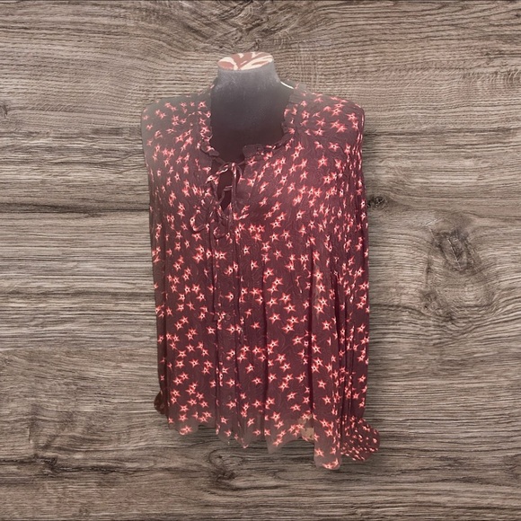 Anthropologie Temperley Smocked Long Sleeve Button Front Blouse Top Size 10 - Picture 1 of 6